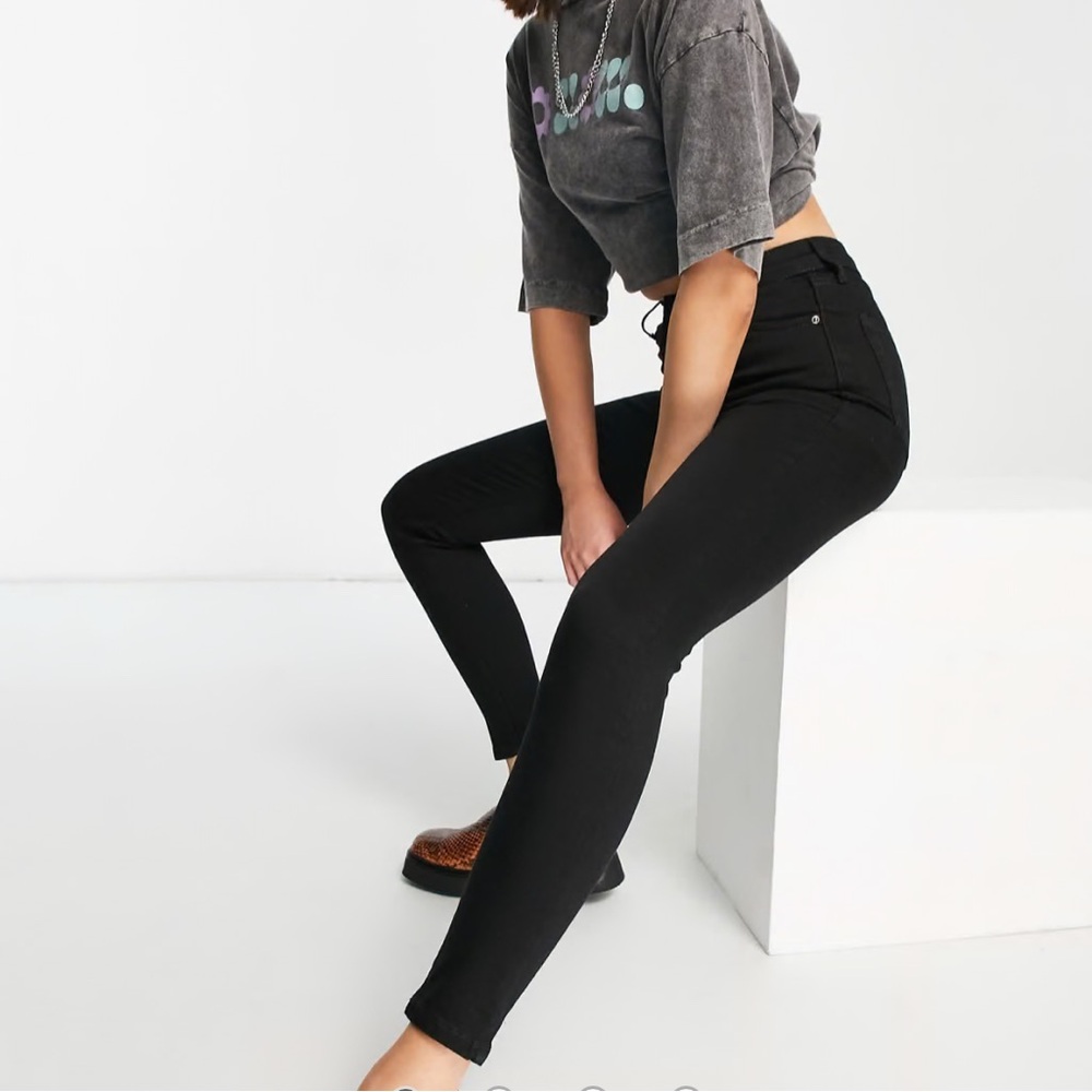Topshop Black Moto Stretch High Waisted Jeans Size 32